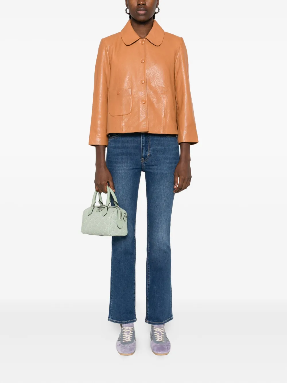 Ba&Sh Peter Pan-collar patch-pocket jacket Bruin