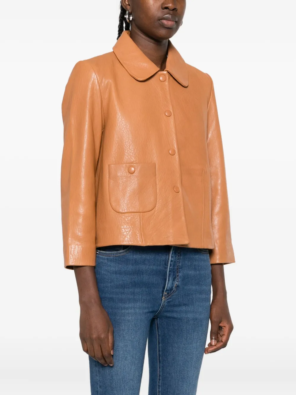Ba&Sh Peter Pan-collar patch-pocket jacket Bruin