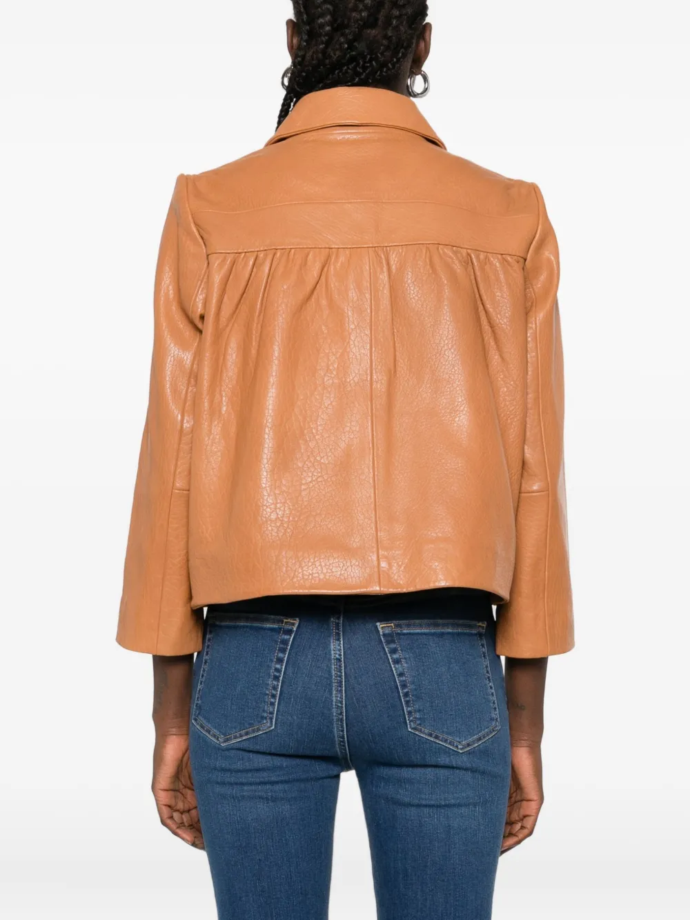 Ba&Sh Peter Pan-collar patch-pocket jacket Bruin