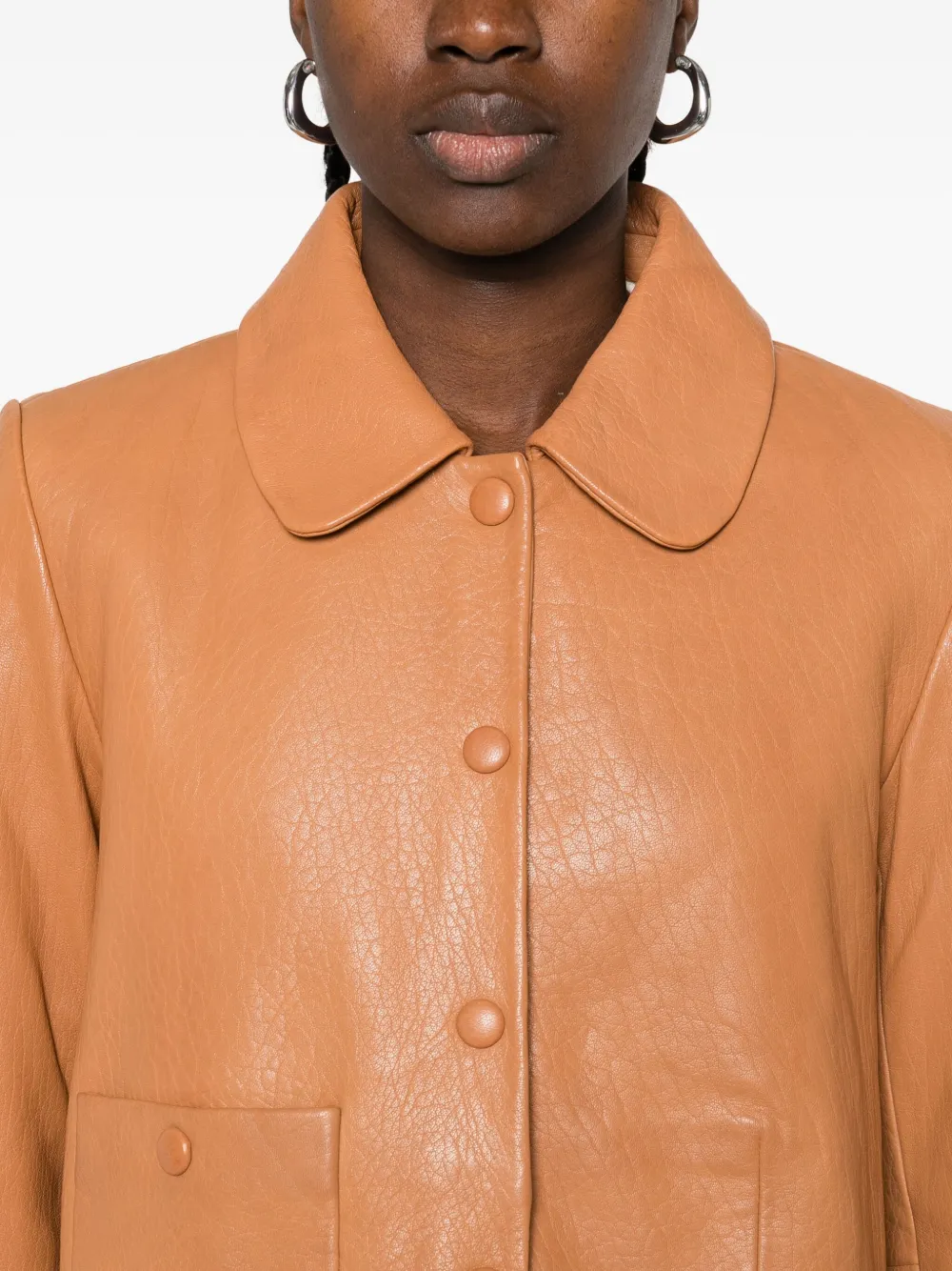 Ba&Sh Peter Pan-collar patch-pocket jacket Bruin