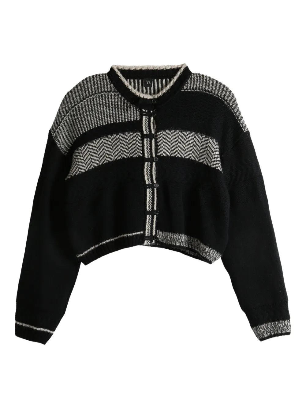 Y's Patchwork Cropped Cardigan