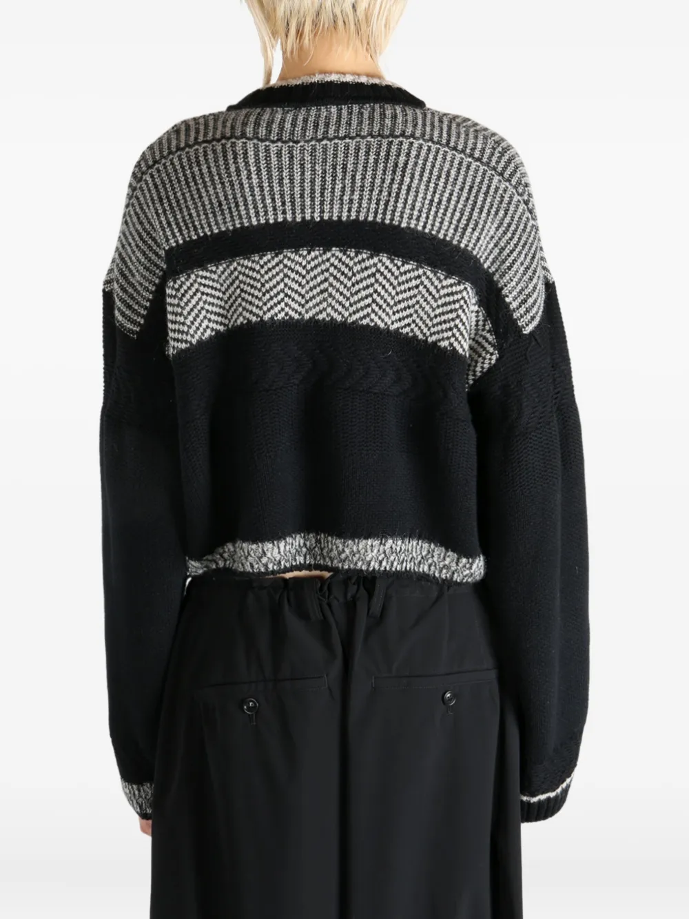 Y's patchwork cropped cardigan Zwart