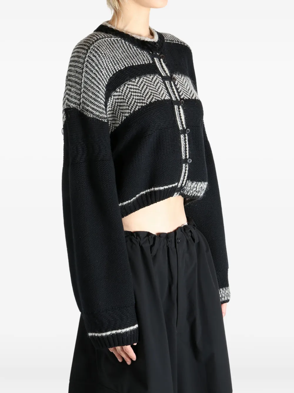 Y's patchwork cropped cardigan Zwart