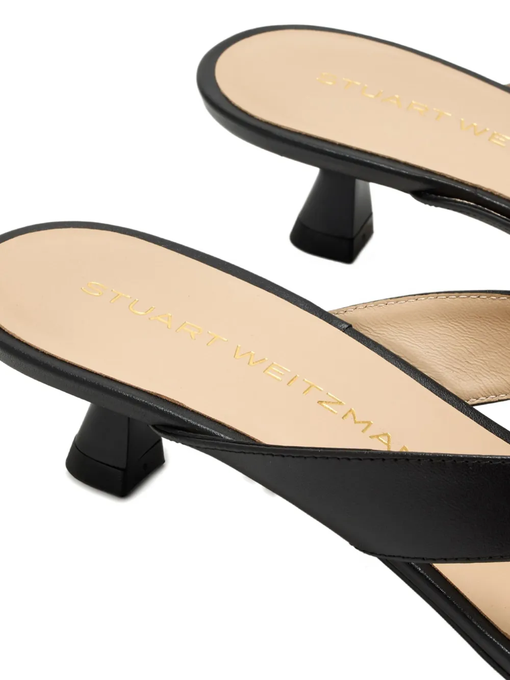 Stuart Weitzman 35mm Rio leather heeled sandals Black