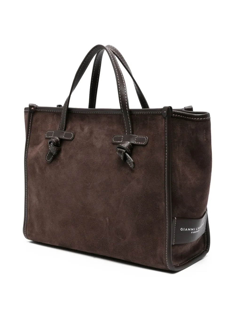 GIANNI CHIARINI Miss Marcella suède shopper met geknoopt detail Bruin