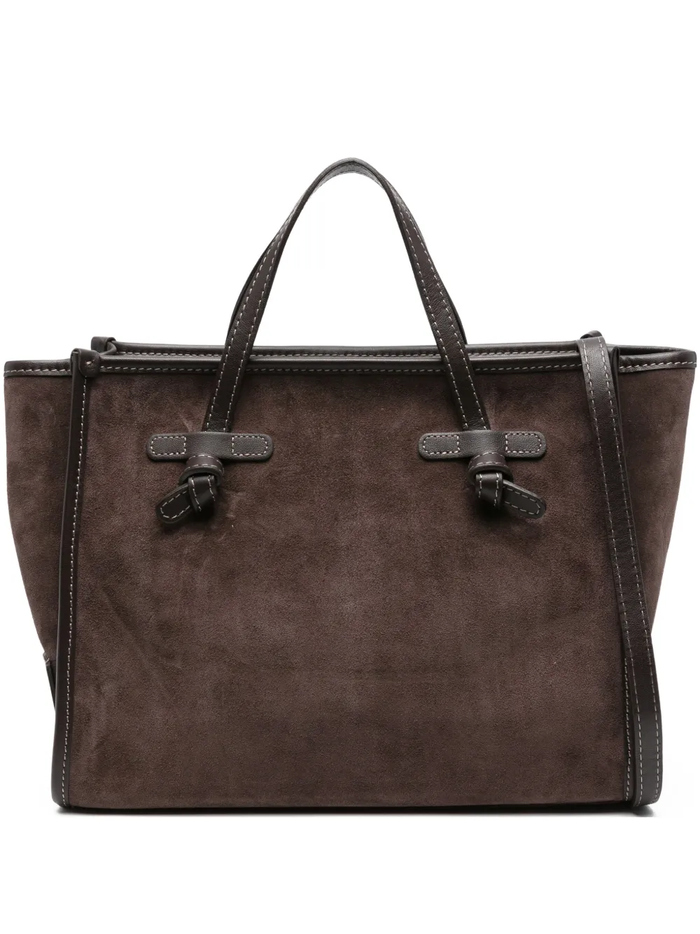 GIANNI CHIARINI Miss Marcella suède shopper met geknoopt detail Bruin
