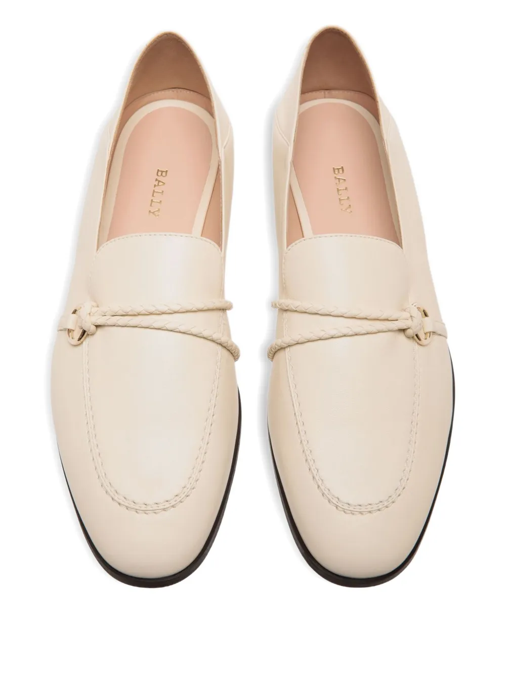 Bally Braided Leather Loafers In White
