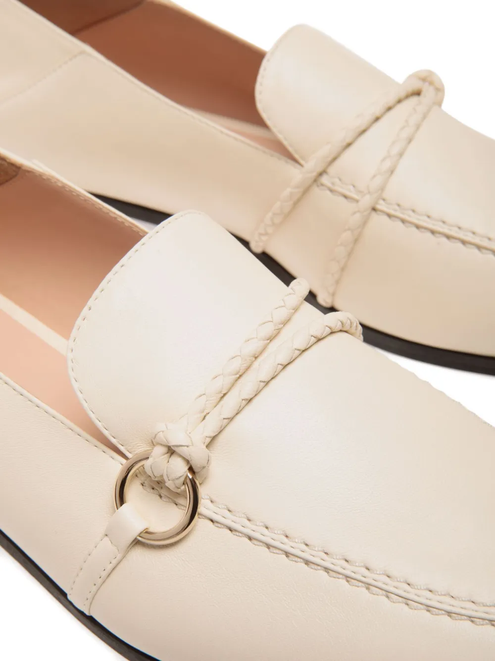 Bally Braided Leather Loafers In White