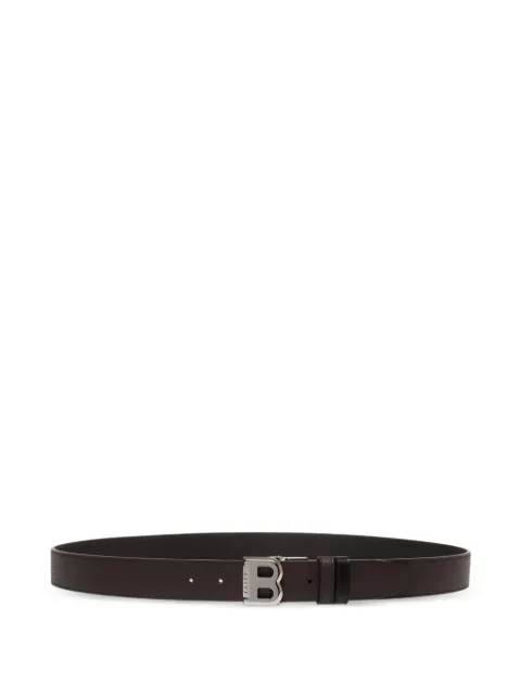Bally grained leather logo-buckle belt