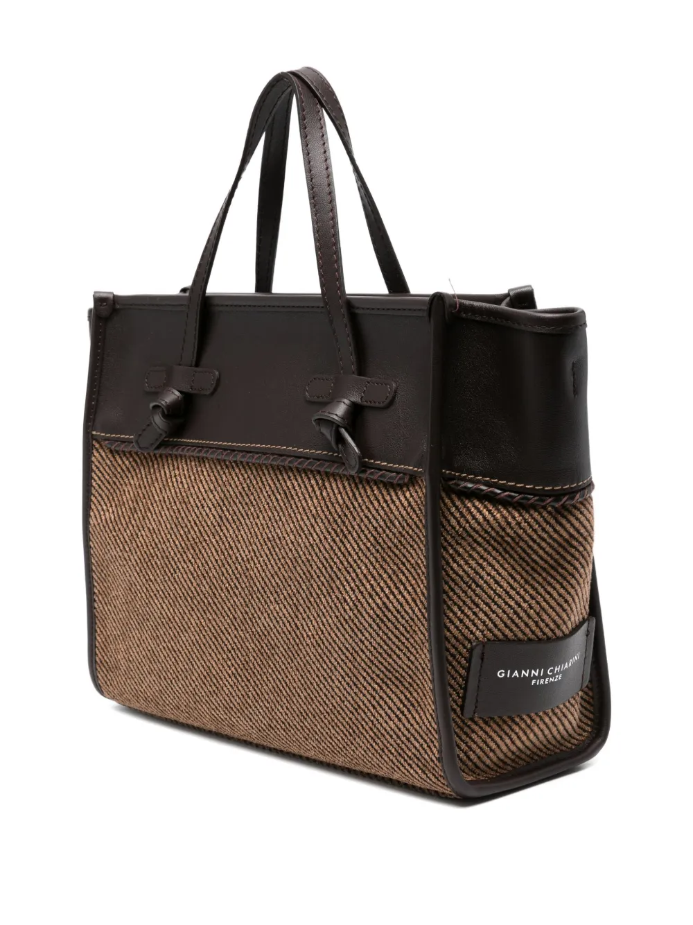 GIANNI CHIARINI Miss Marcella tweed shopper met geknoopt detail Bruin