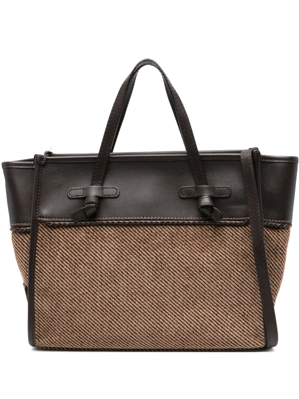 GIANNI CHIARINI Miss Marcella tweed shopper met geknoopt detail Bruin