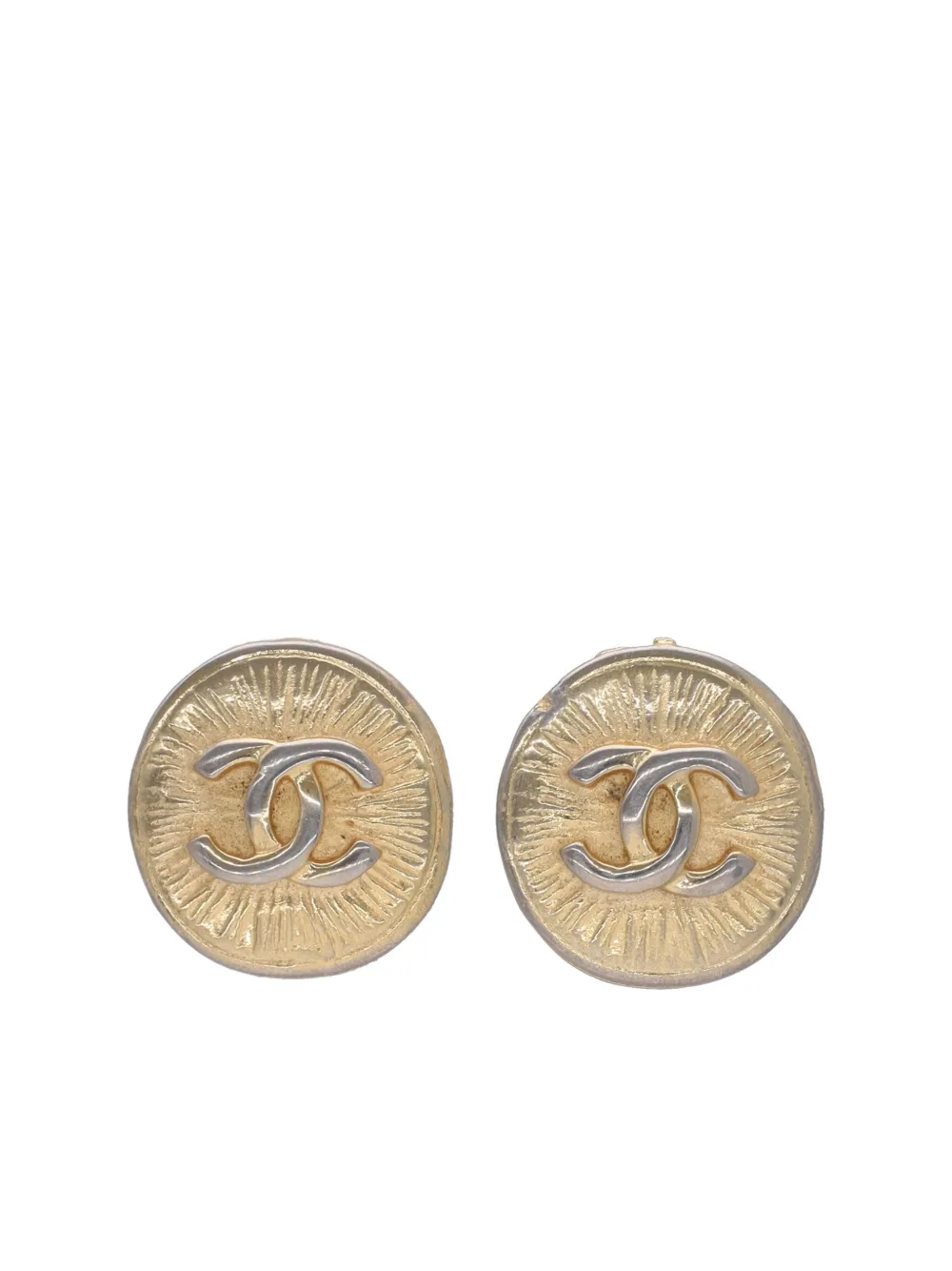 CHANEL Pre-Owned Coin CC-logo earrings - ゴールドトーン CHANEL Pre-Owned Coin CC-logo earrings - ゴールドトーン