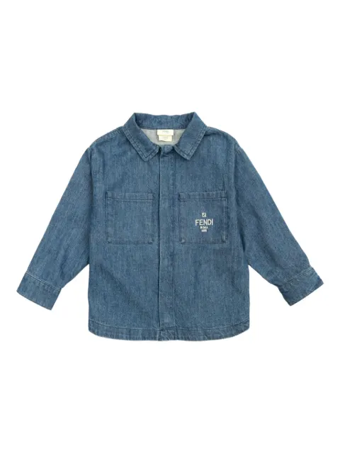 Fendi Kids embroidered-pocket denim shirt