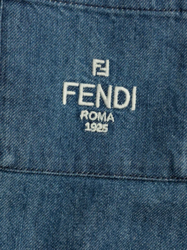 Fendi Kids embroidered-pocket Denim Shirt Blue FARFETCH FI