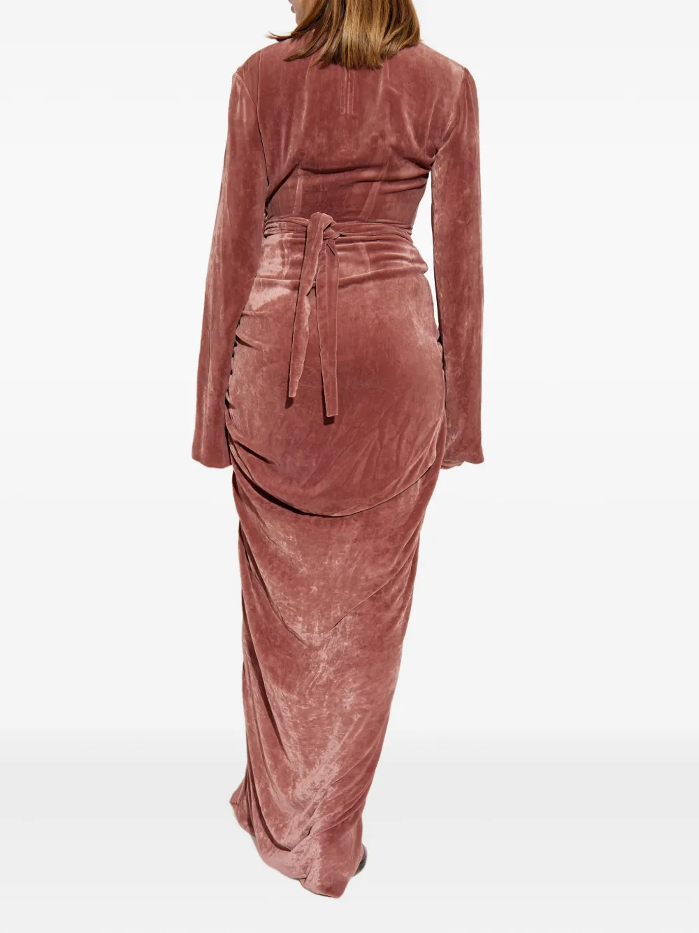 Rick Owens Fluwelen wikkeljurk Rood