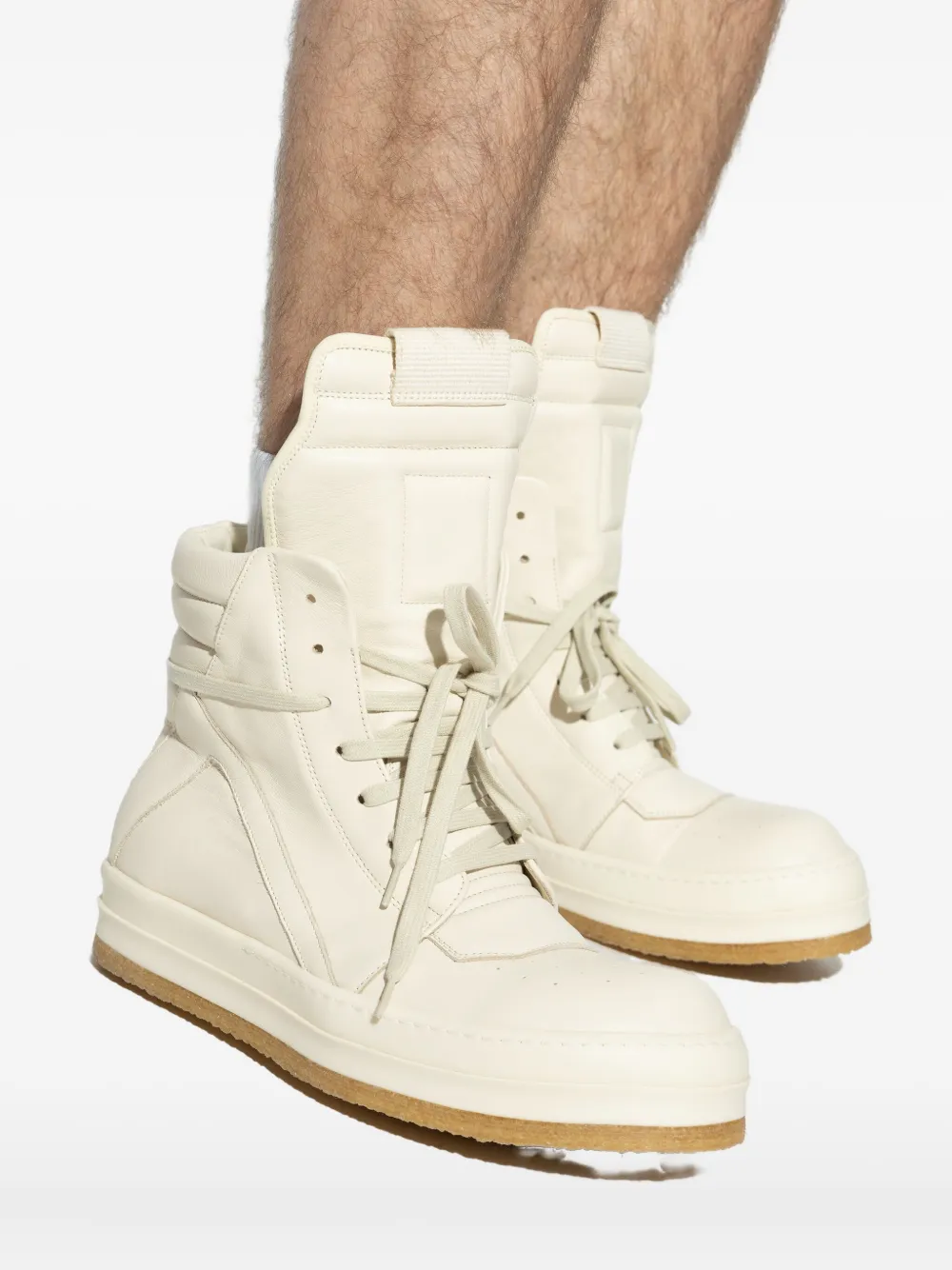 Rick Owens Geobasket High-top Lace-up Sneakers In White