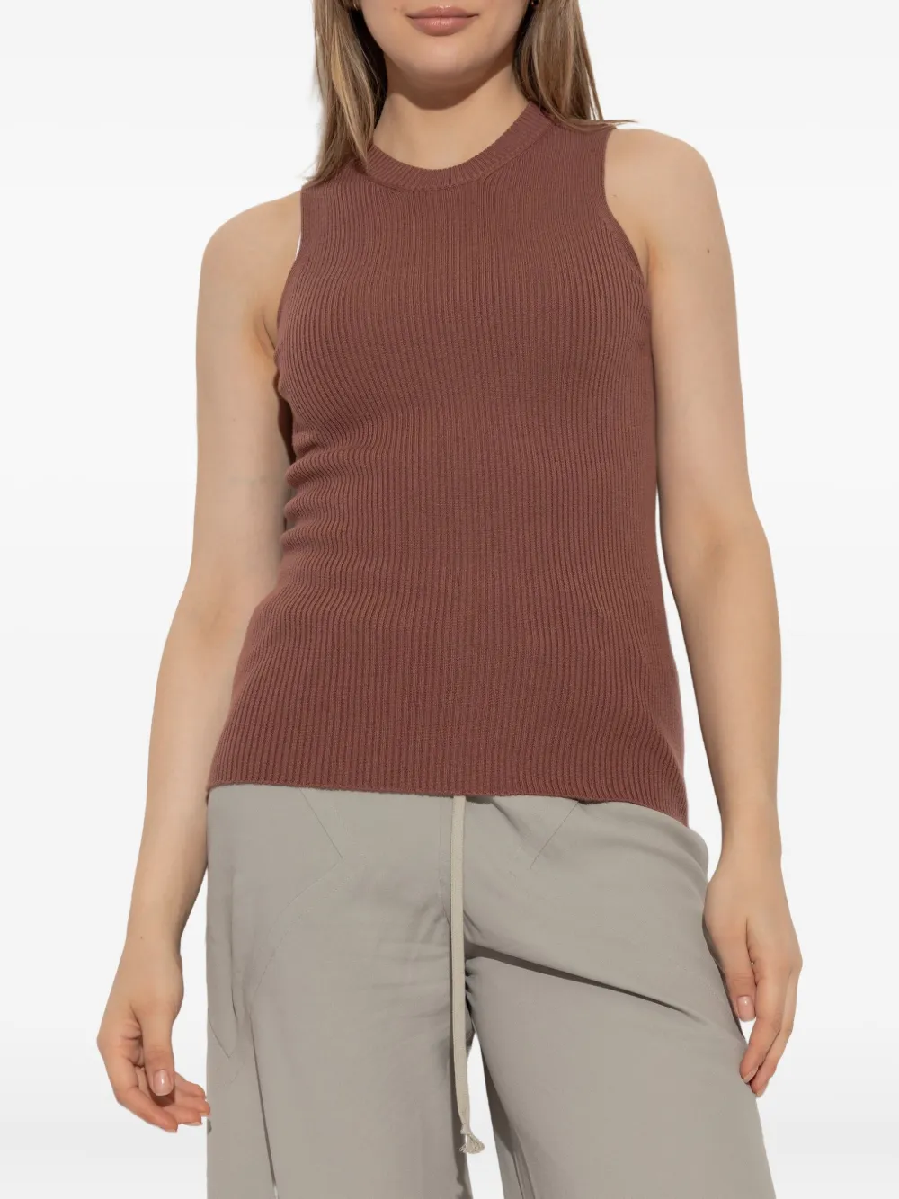 Rick Owens ribbed-knit sleeveless tank top Rood
