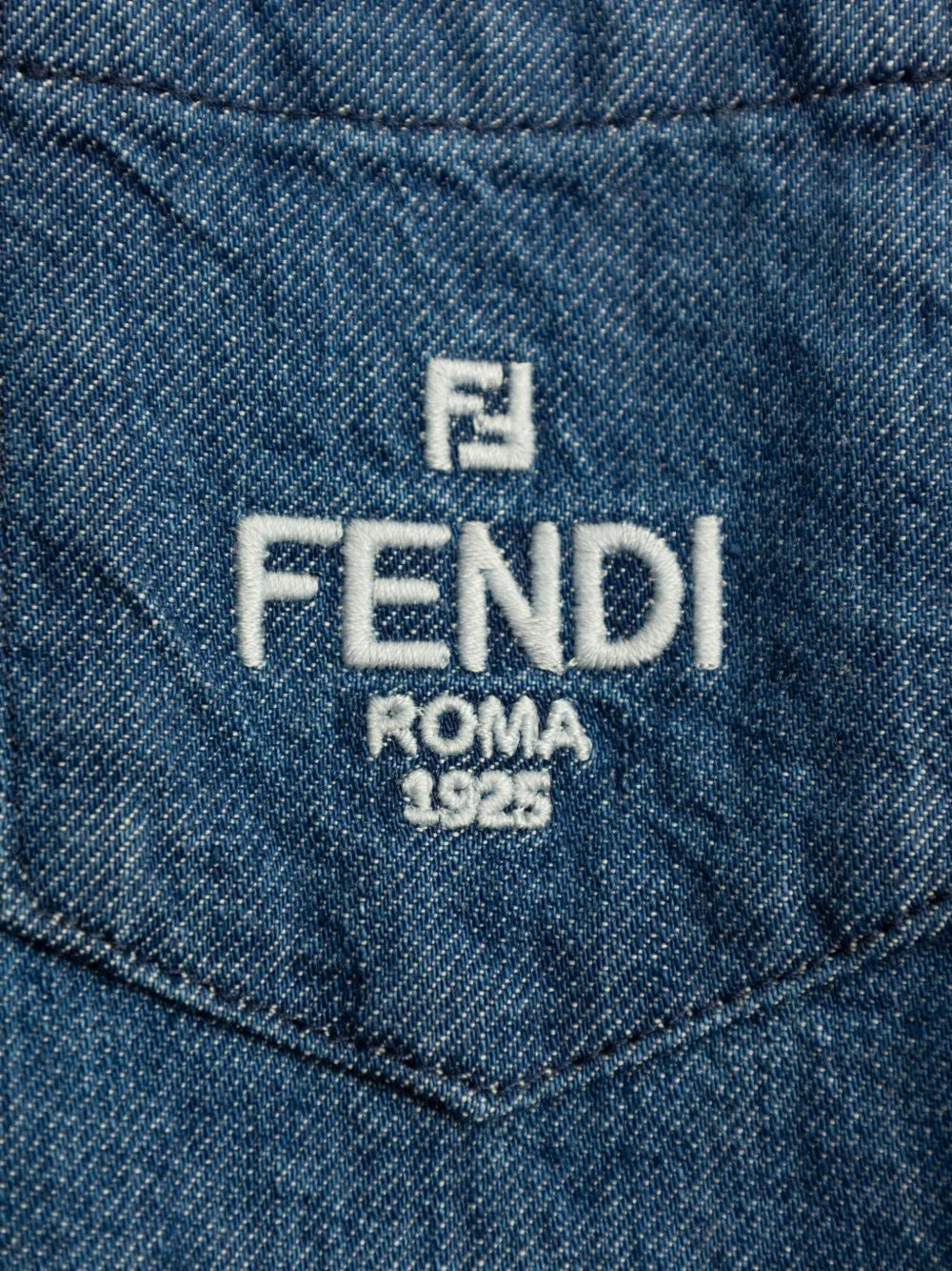 Fendi Kids Jurk met ruches en FF-logo Blauw