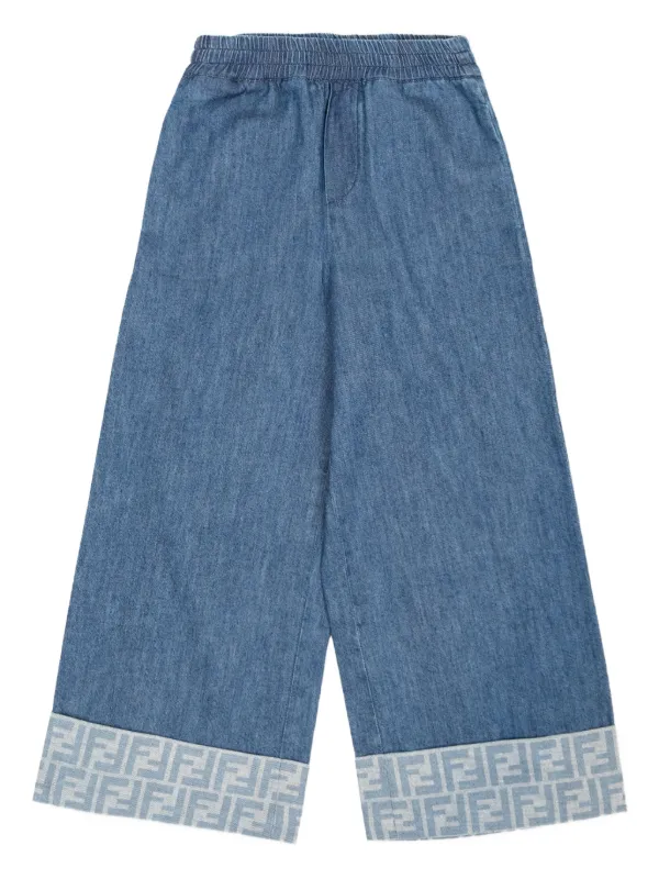 キッズ　FENDIデニム Fendi Kids モノグラム デニムパンツ | ブルー | FARFETCH JP