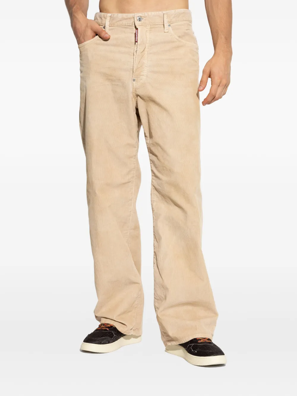 DSQUARED2 Ribfluwelen broek met wijde pijpen Beige