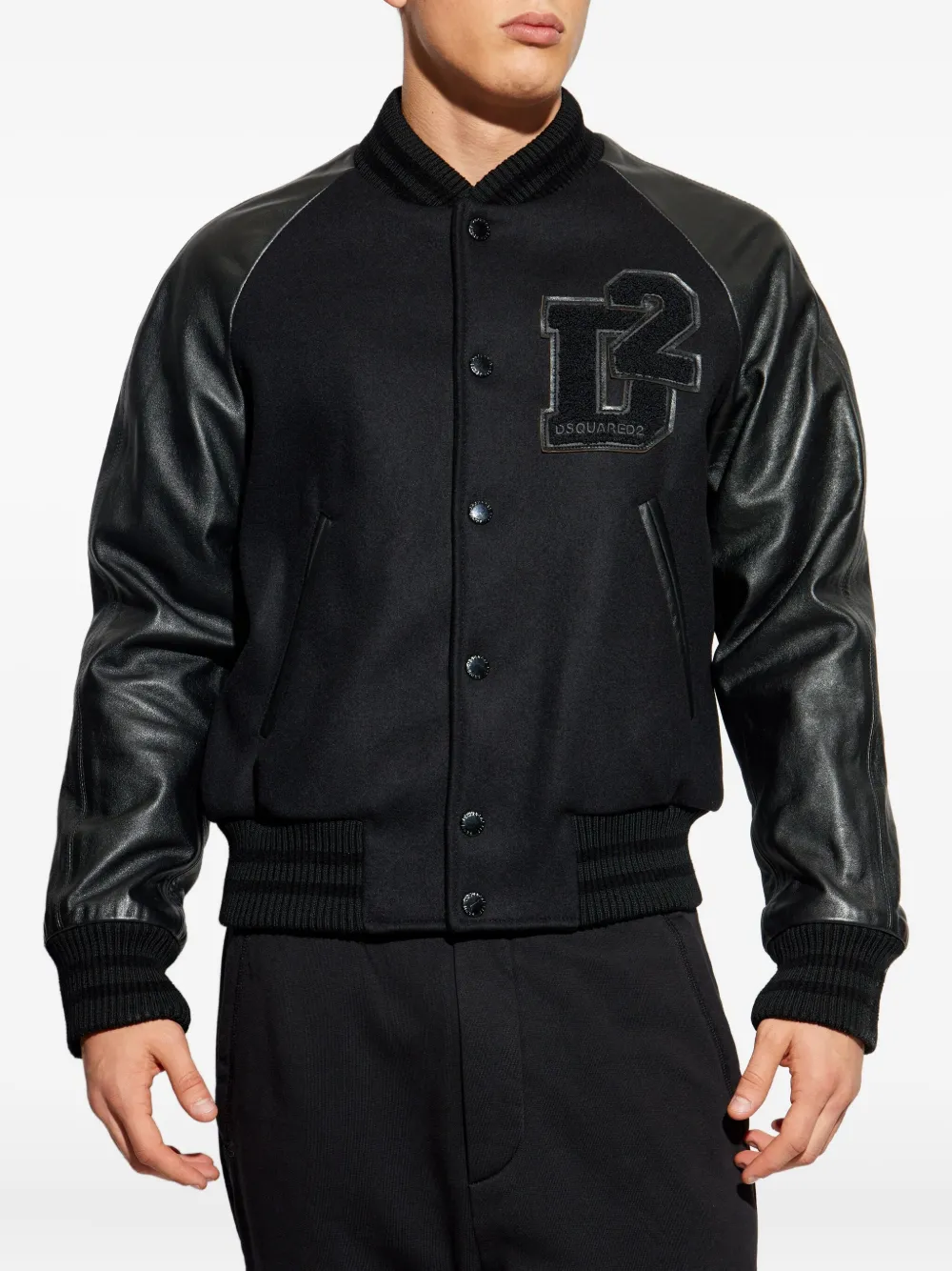 DSQUARED2 Bomberjack met logopatch Zwart