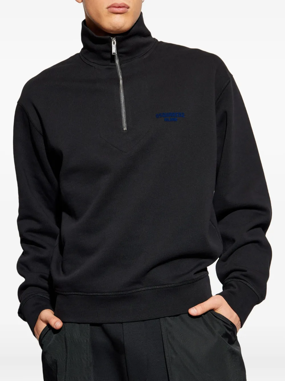 DSQUARED2 Sweater met geborduurd logo Zwart