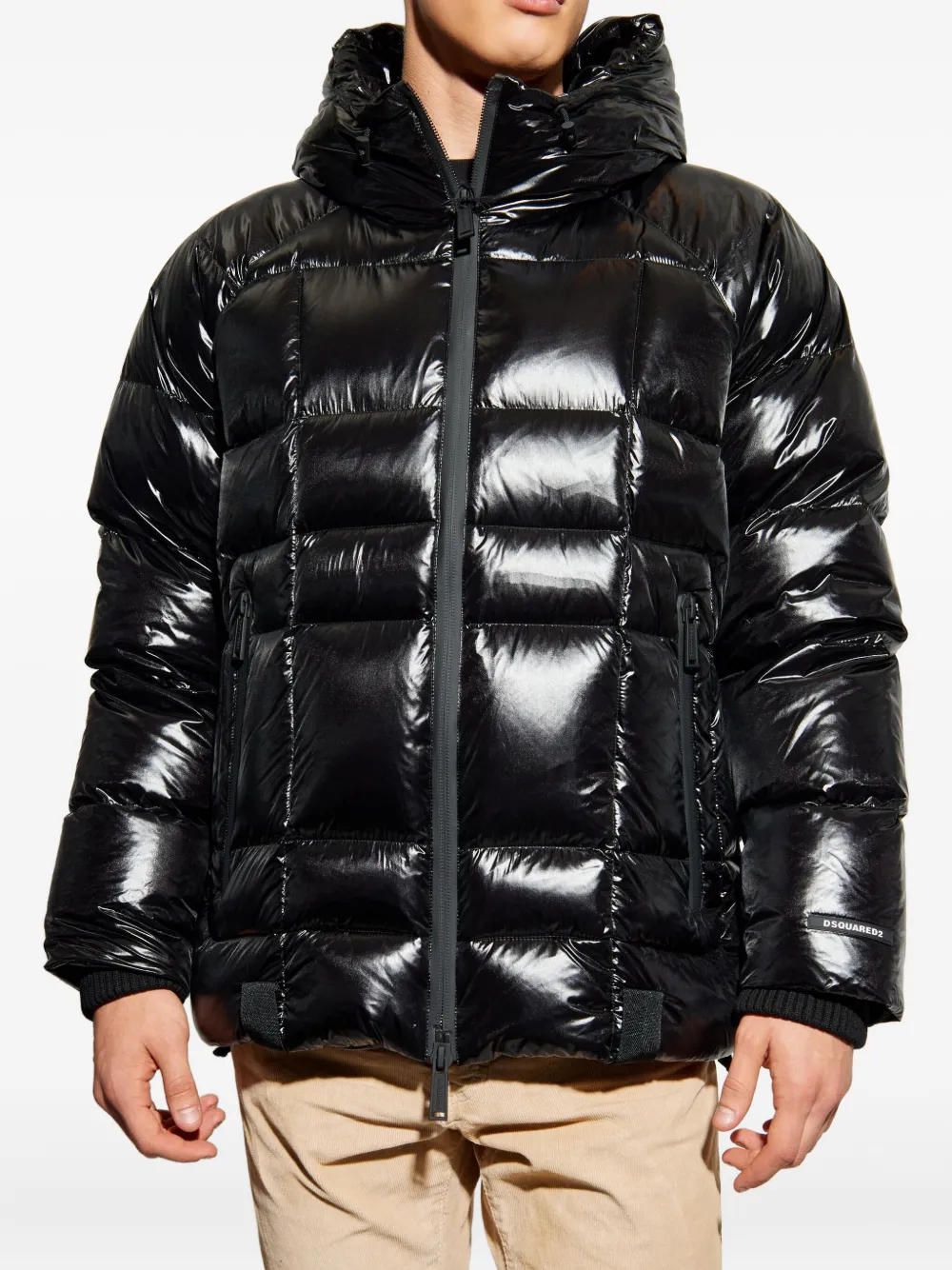 DSQUARED2 hooded puffer jacket Zwart