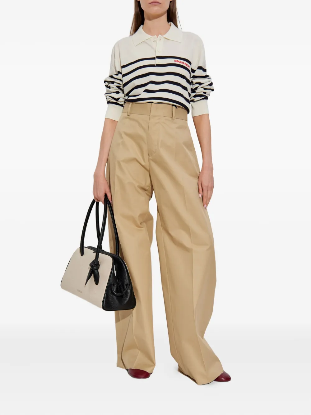 DSQUARED2 Gestreepte trui met polokraag Wit
