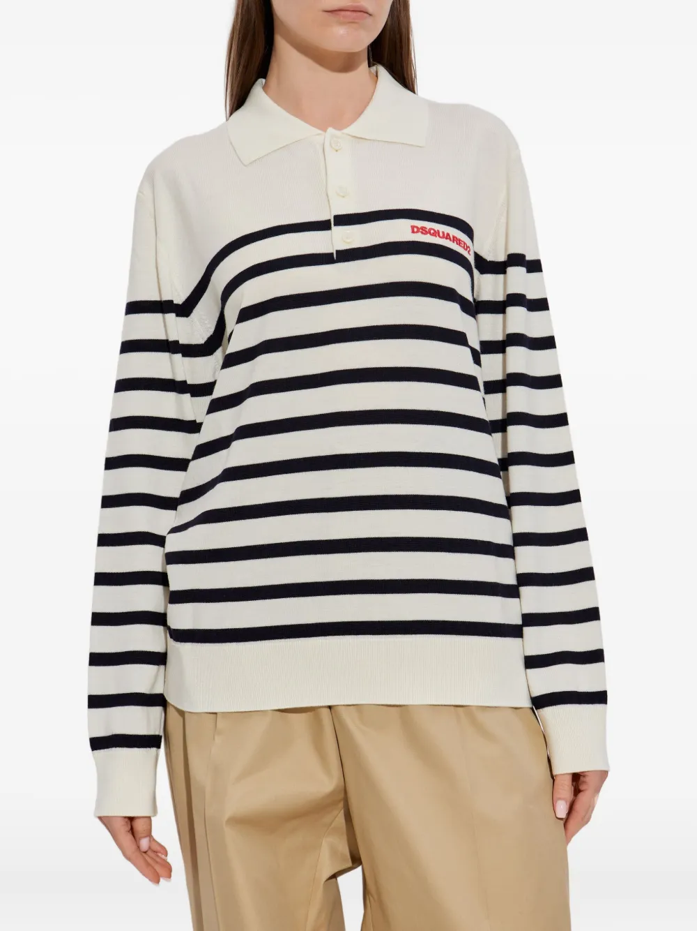 DSQUARED2 Gestreepte trui met polokraag Wit