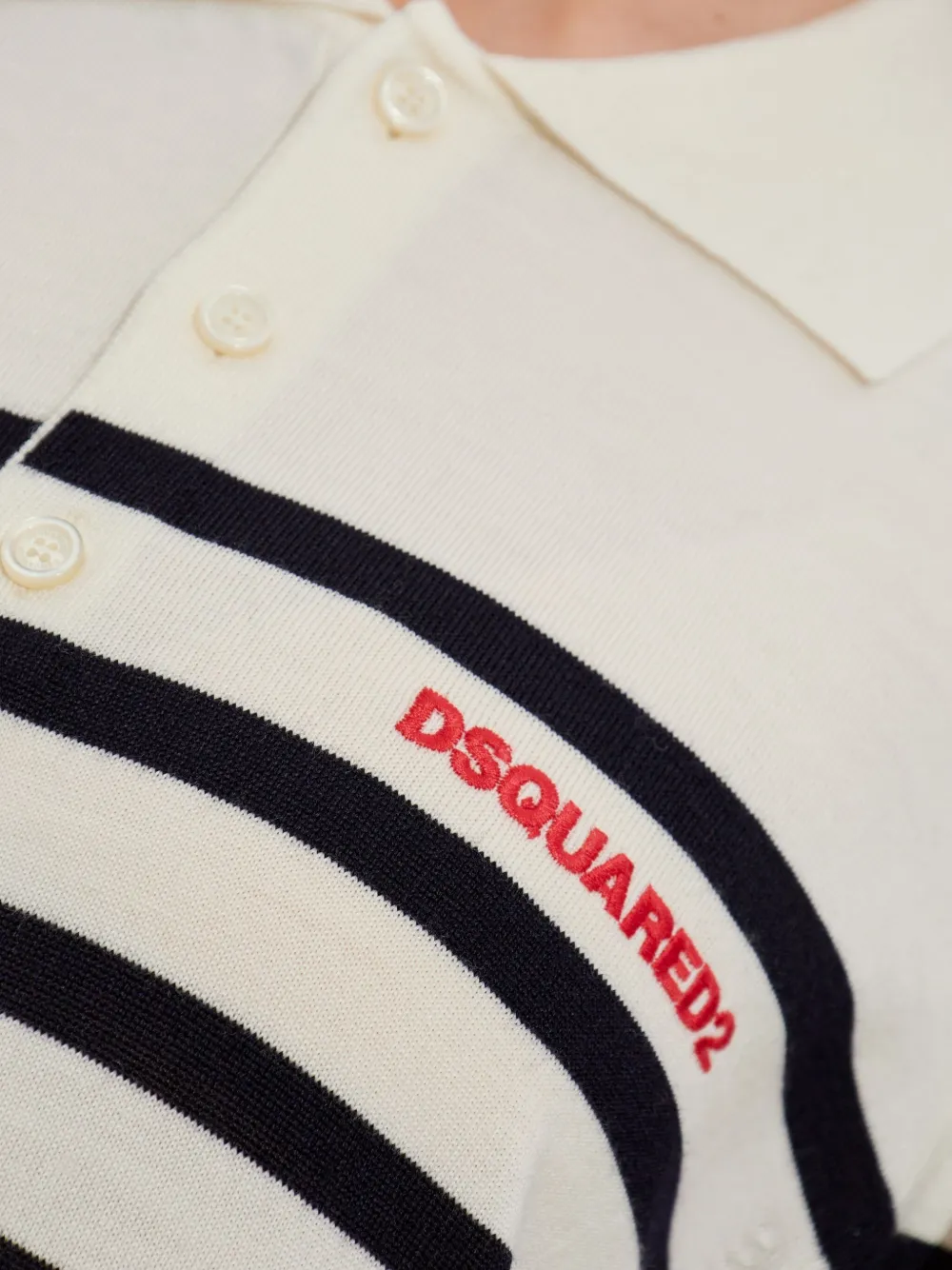 DSQUARED2 Gestreepte trui met polokraag Wit