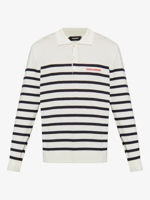 DSQUARED2 suéter con cuello de playera tipo polo y motivo de rayas