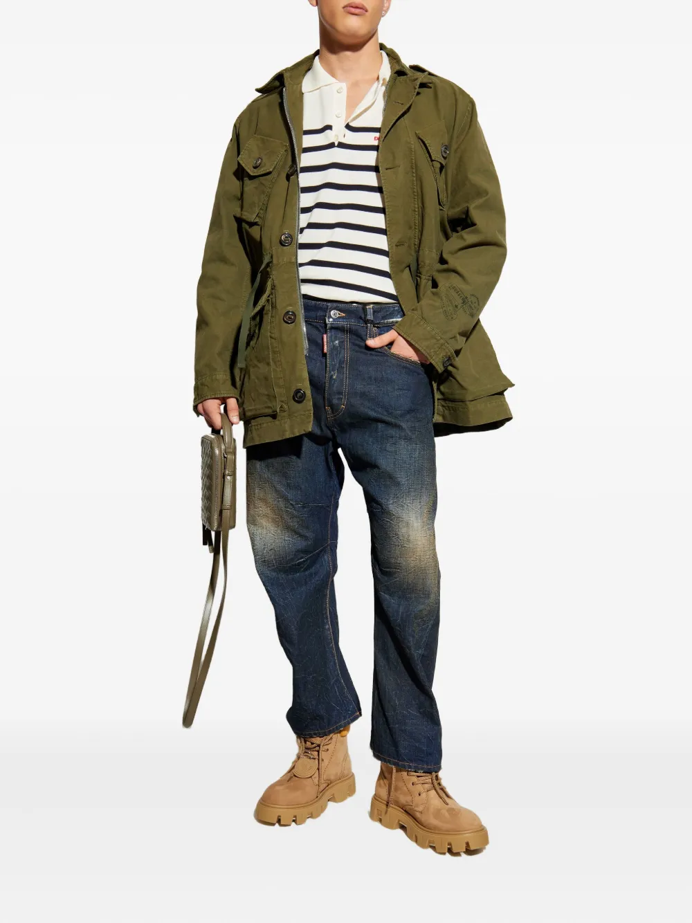 DSQUARED2 Gestreepte trui met polokraag Wit