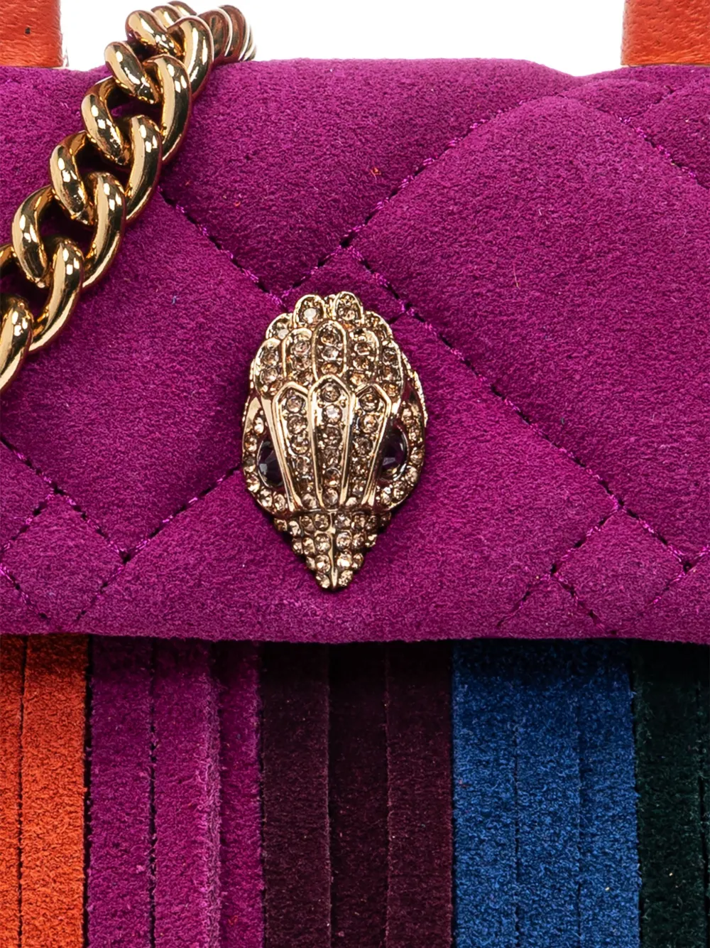 Kurt Geiger London micro Kensington quilted fringe bag Roze