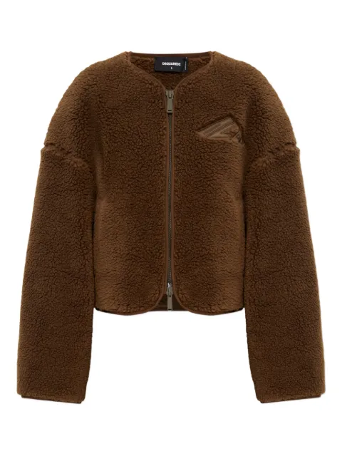 DSQUARED2 logo-embroidered fleece jacket