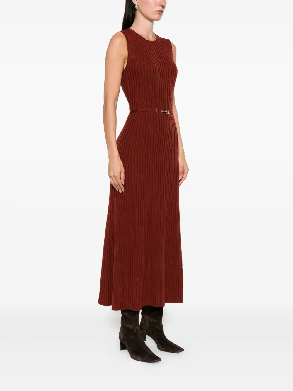Gabriela Hearst Ribgebreide maxi-jurk Bruin