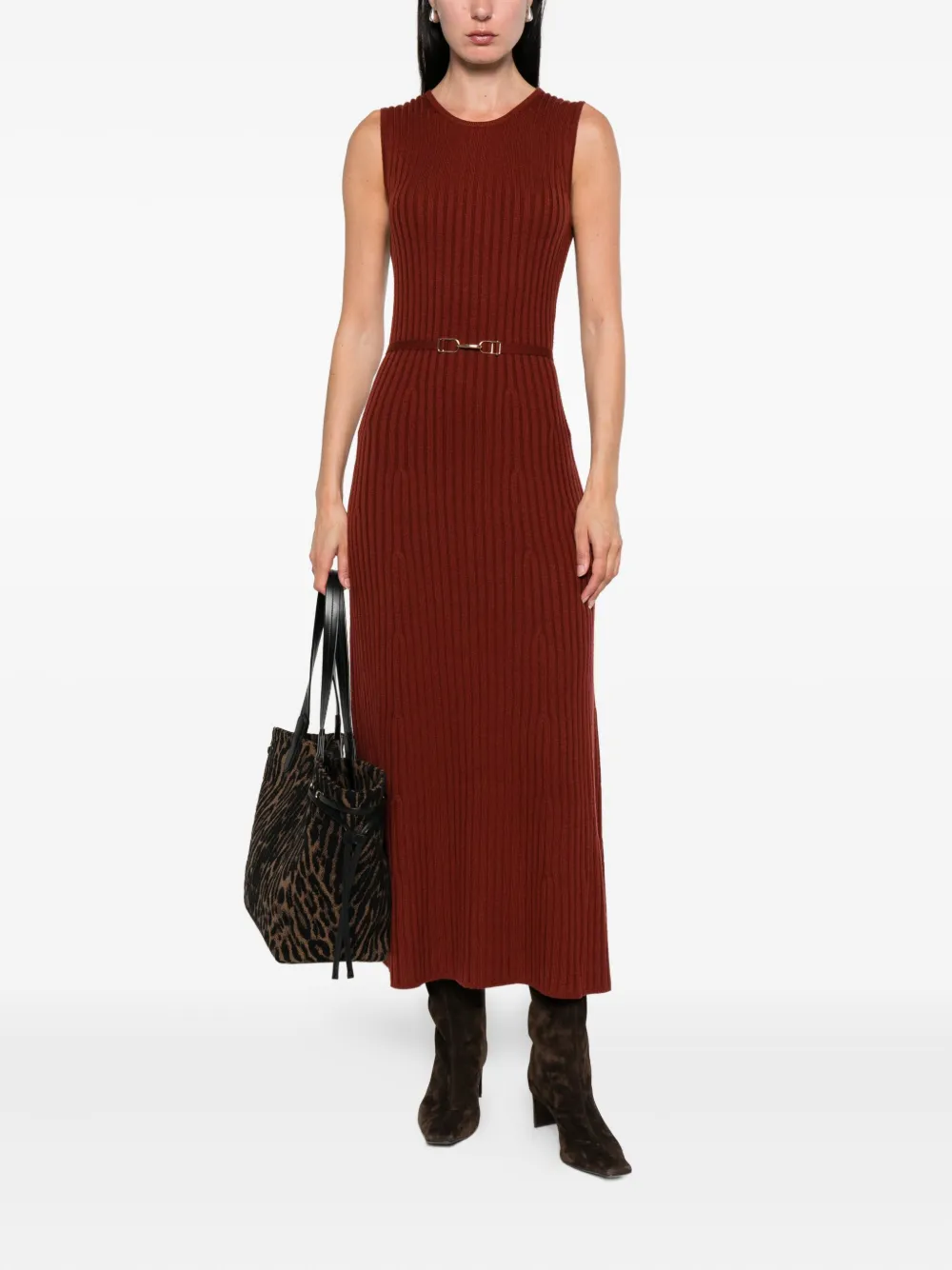 Gabriela Hearst Ribgebreide maxi-jurk Bruin