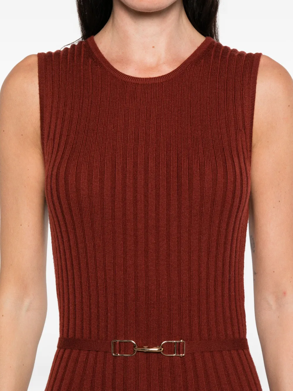 Gabriela Hearst Ribgebreide maxi-jurk Bruin