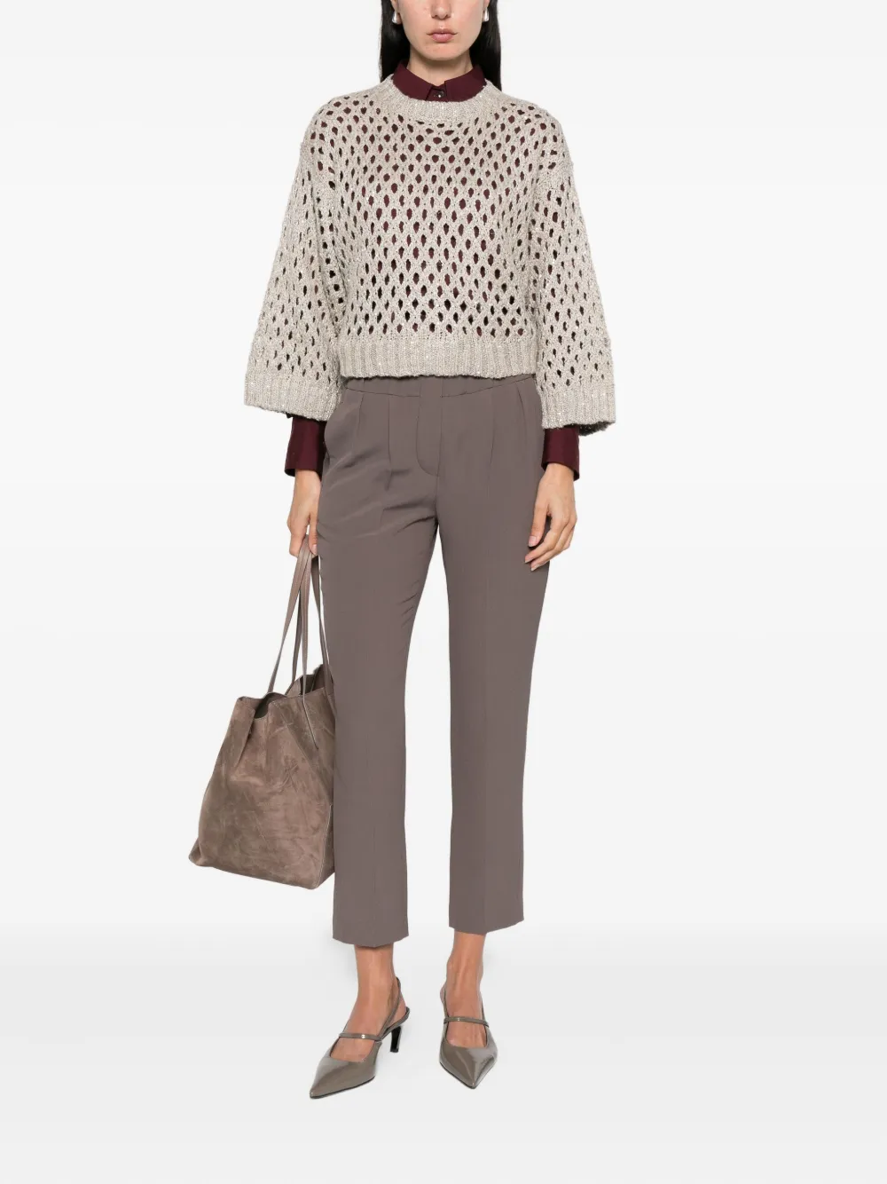 Brunello Cucinelli Opengebreide trui Beige
