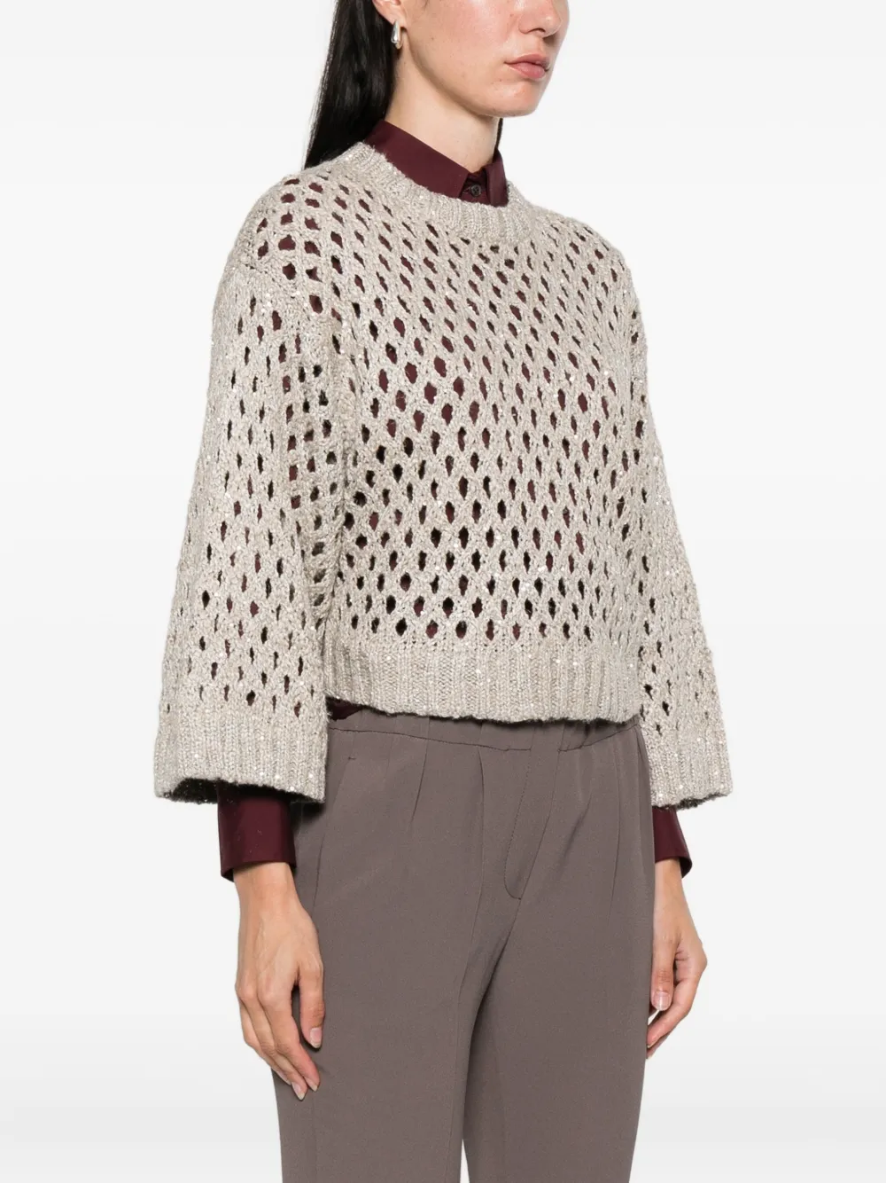 Brunello Cucinelli Opengebreide trui Beige