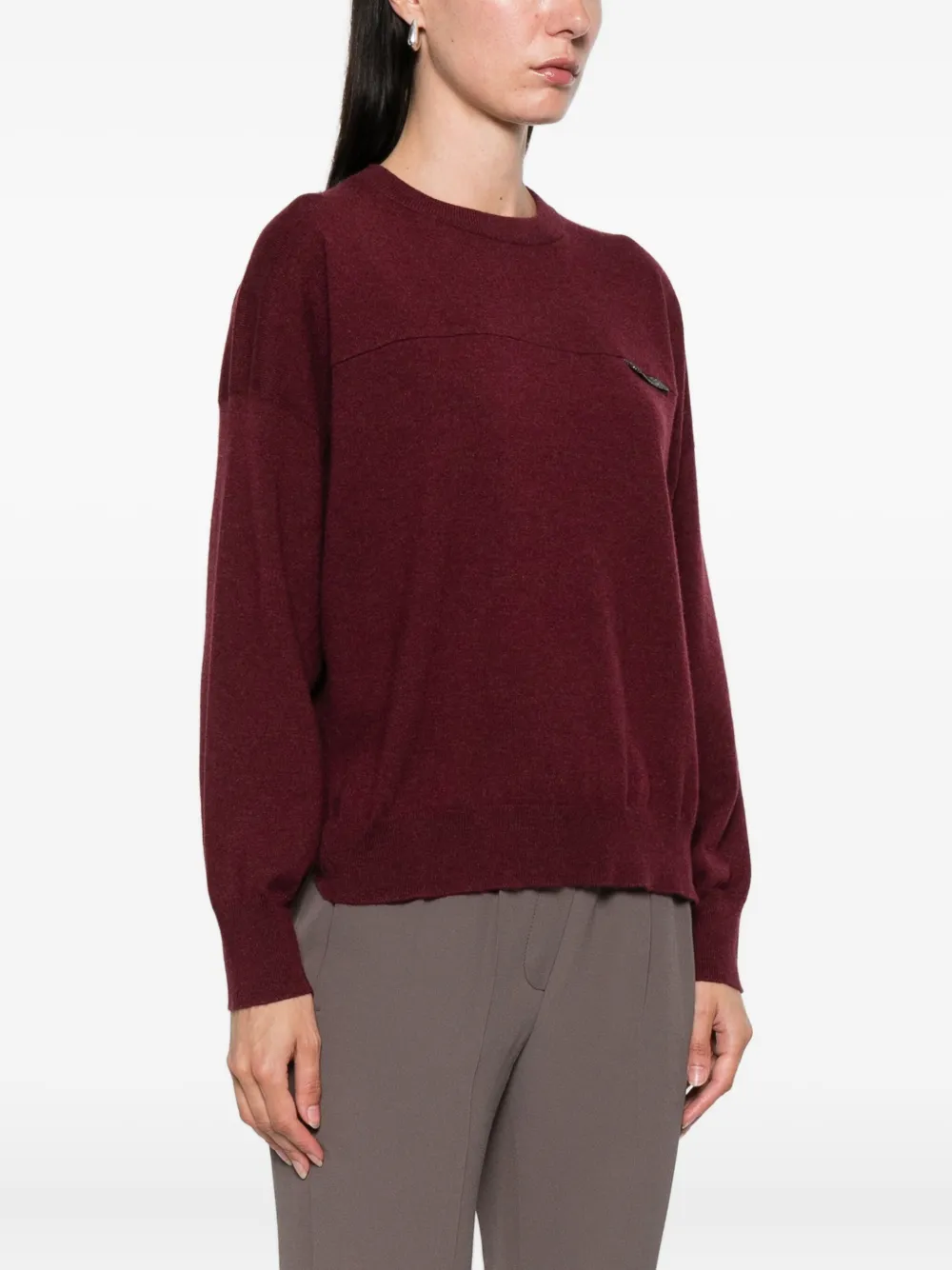 Brunello Cucinelli Trui verfraaid met ketting Rood