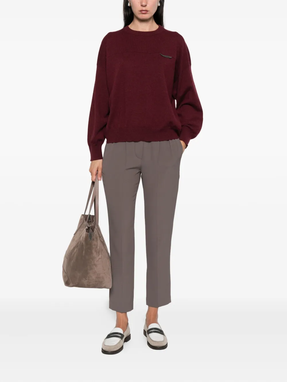 Brunello Cucinelli Trui verfraaid met ketting Rood