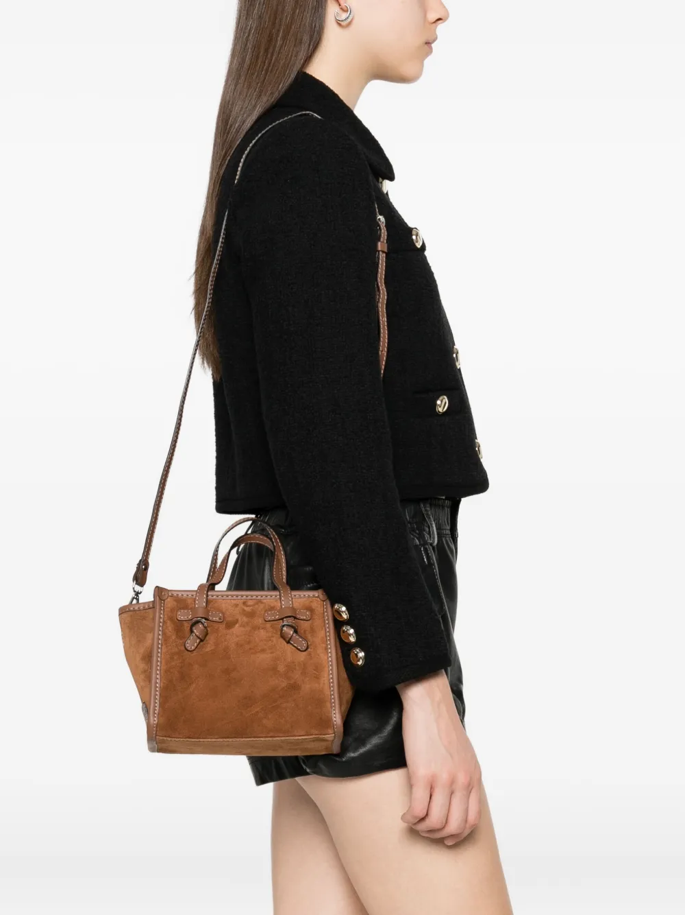 GIANNI CHIARINI Miss Marcella suède shopper met geknoopt detail Bruin