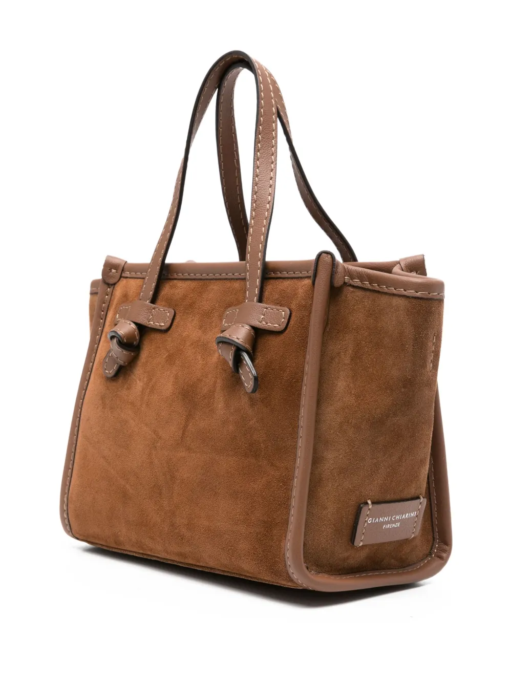 GIANNI CHIARINI Miss Marcella suède shopper met geknoopt detail Bruin