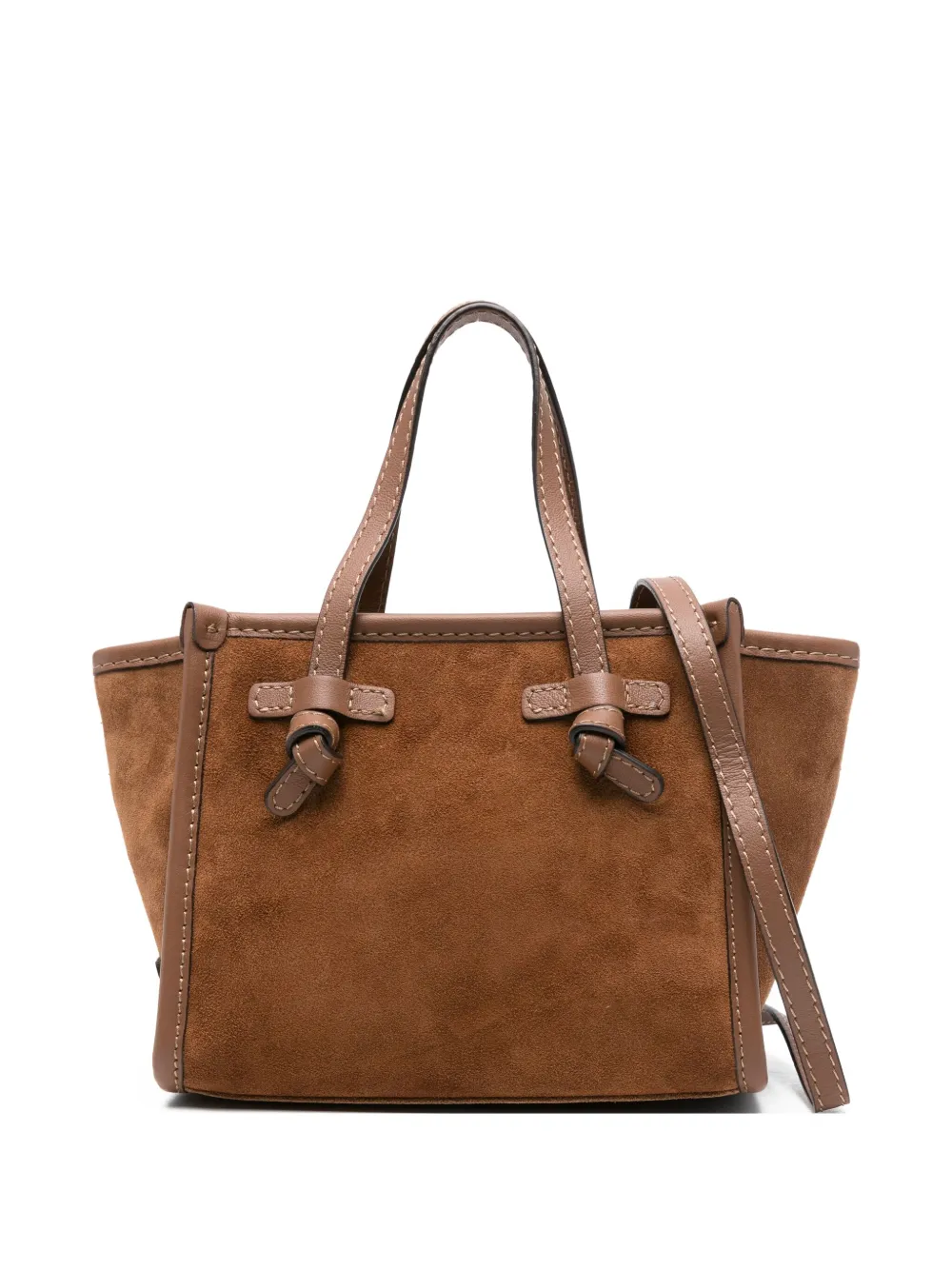 GIANNI CHIARINI Miss Marcella suède shopper met geknoopt detail Bruin