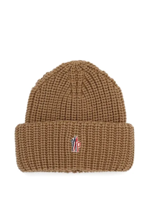 Moncler Grenoble Gerippte Beanie mit Logo-Patch