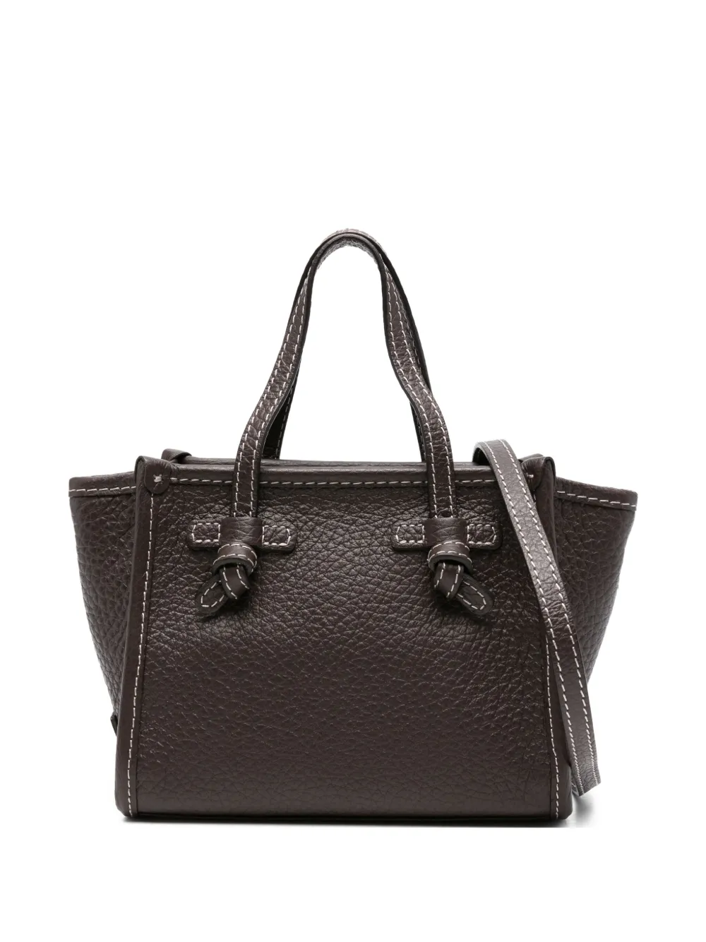 GIANNI CHIARINI Miss Marcella leren shopper met geknoopt detail Bruin