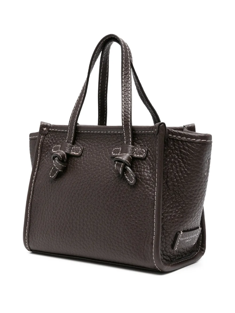 GIANNI CHIARINI Miss Marcella leren shopper met geknoopt detail Bruin