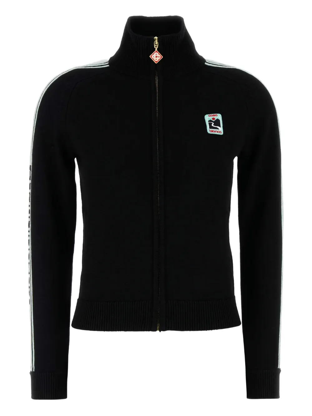 Casablanca stripe-detail zip-up cardigan | Black | Image 1