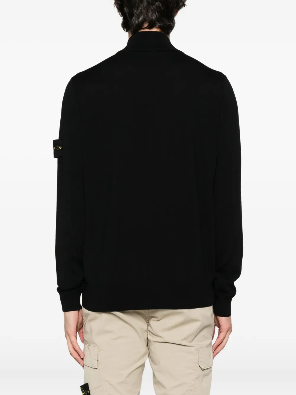Stone Island Trui met halve rits en logo-applicatie Zwart