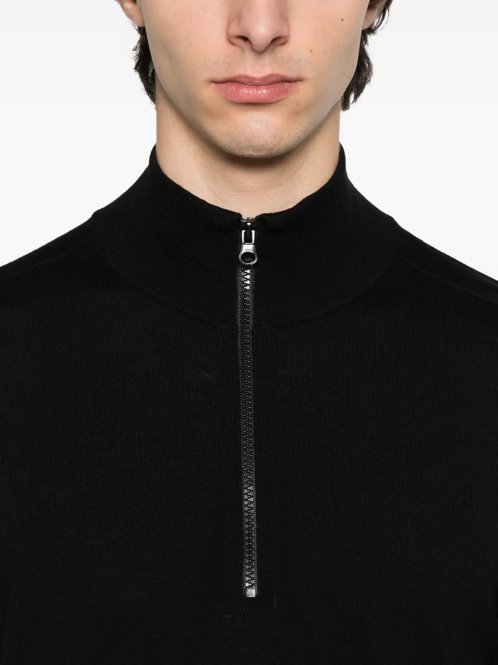 Stone Island Trui met halve rits en logo-applicatie Zwart